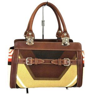 Auth Miu Miu Multi Color Canvas/ Leather Tote